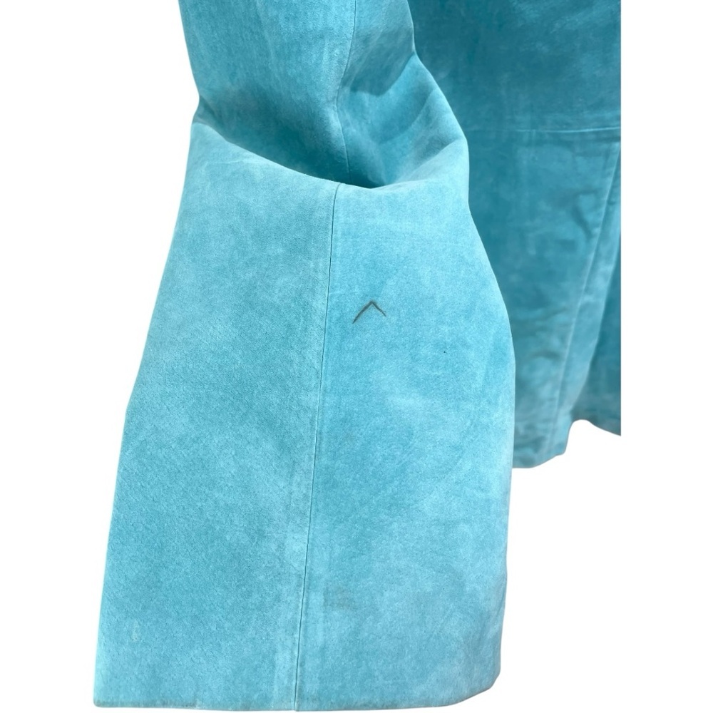 ** Danier Genuine Suede Aqua Blue Longline Blazer Jacket Size M - Picture 9 of 9
